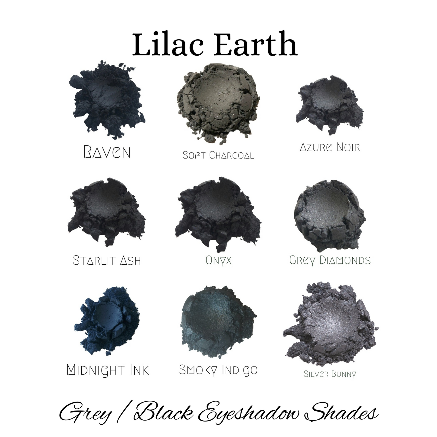 Grey and Black Mineral Eyeshadows