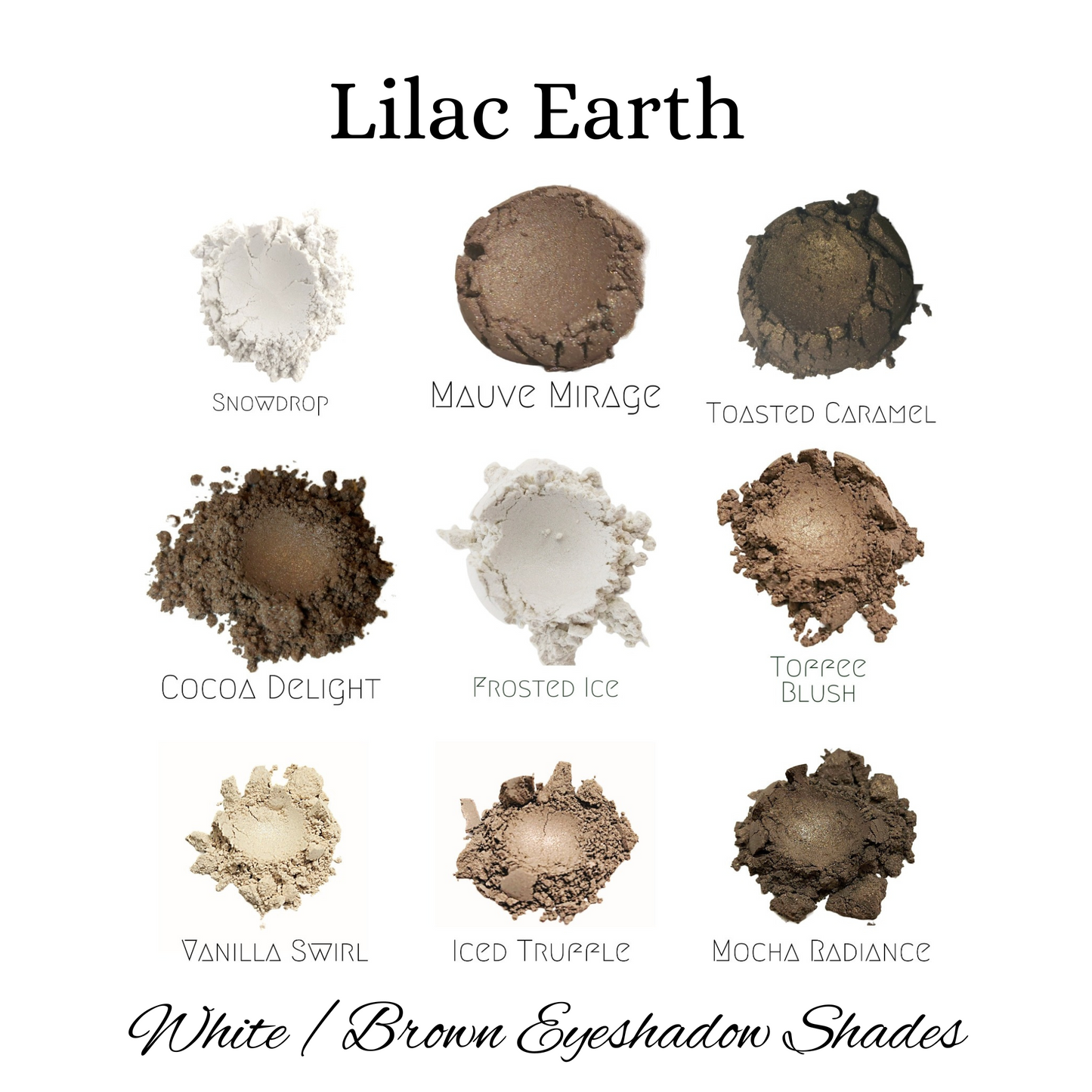 White and Brown Mineral Eyeshadows