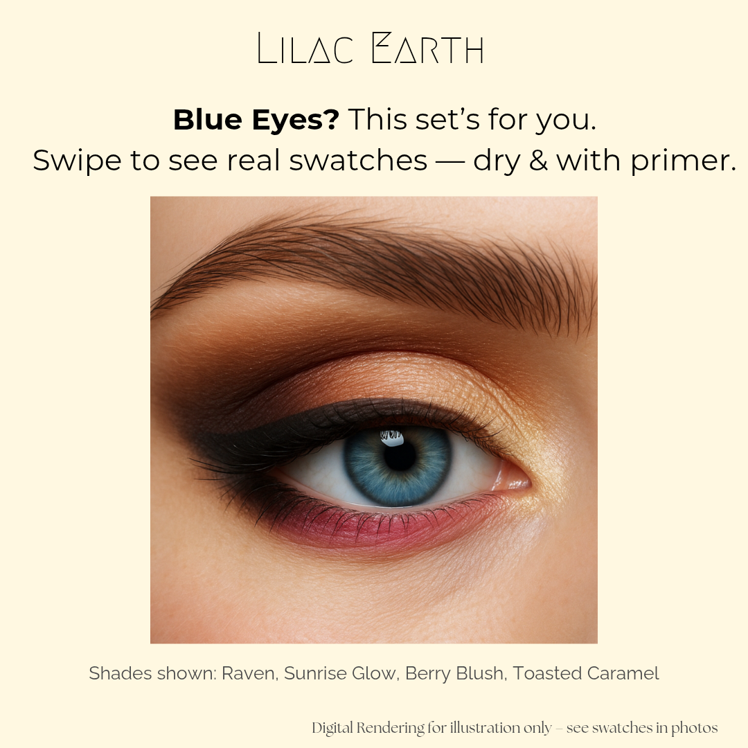 Best Eyeshadow Set for Blue Eyes – Amber Dusk (4 Curated Shades)